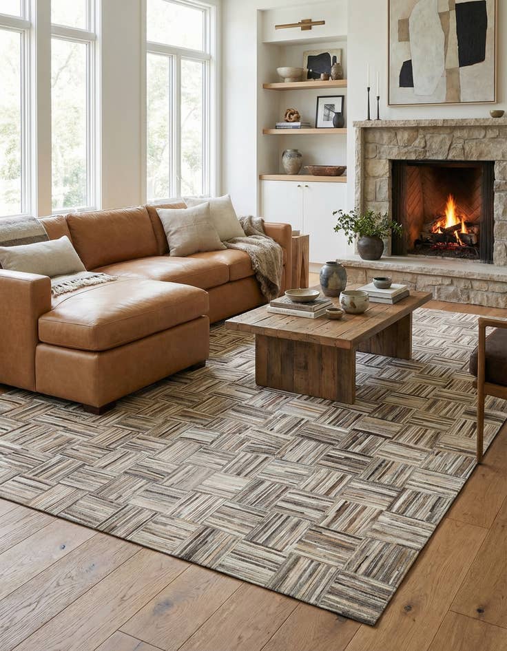 Detail image of 4' 11 x 7' 10 Cowhide - Patchwork Rug