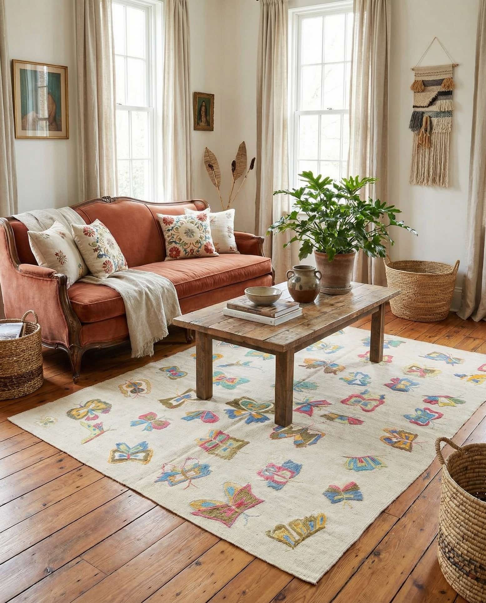 5' x 6' 4 Hand Woven Kilim Suzani Wool Rug