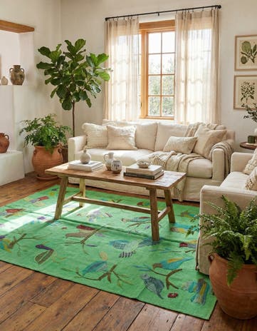 4' 7 x 6' 2 Hand Woven Kilim Suzani Wool Rug