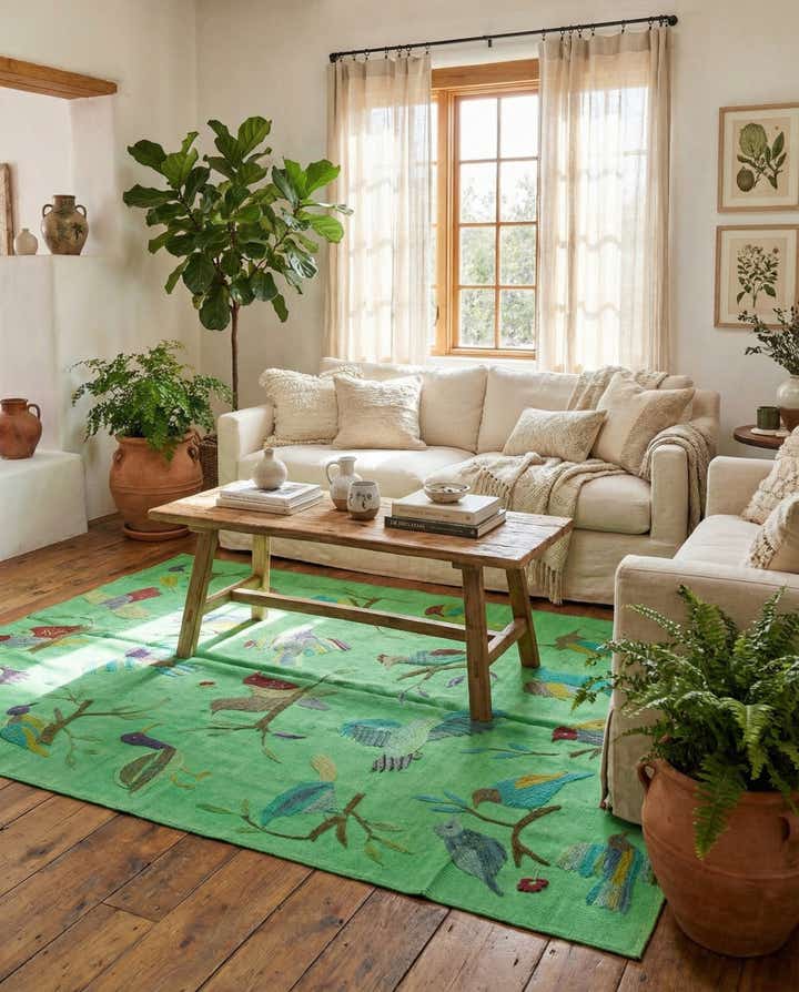 4' 7 x 6' 2 Hand Woven Kilim Suzani Wool Rug