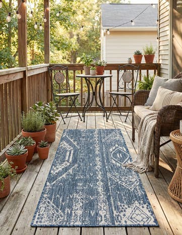 2' x 4' Easy-Clean Bohemian Indoor / Outdoor Runner Rug