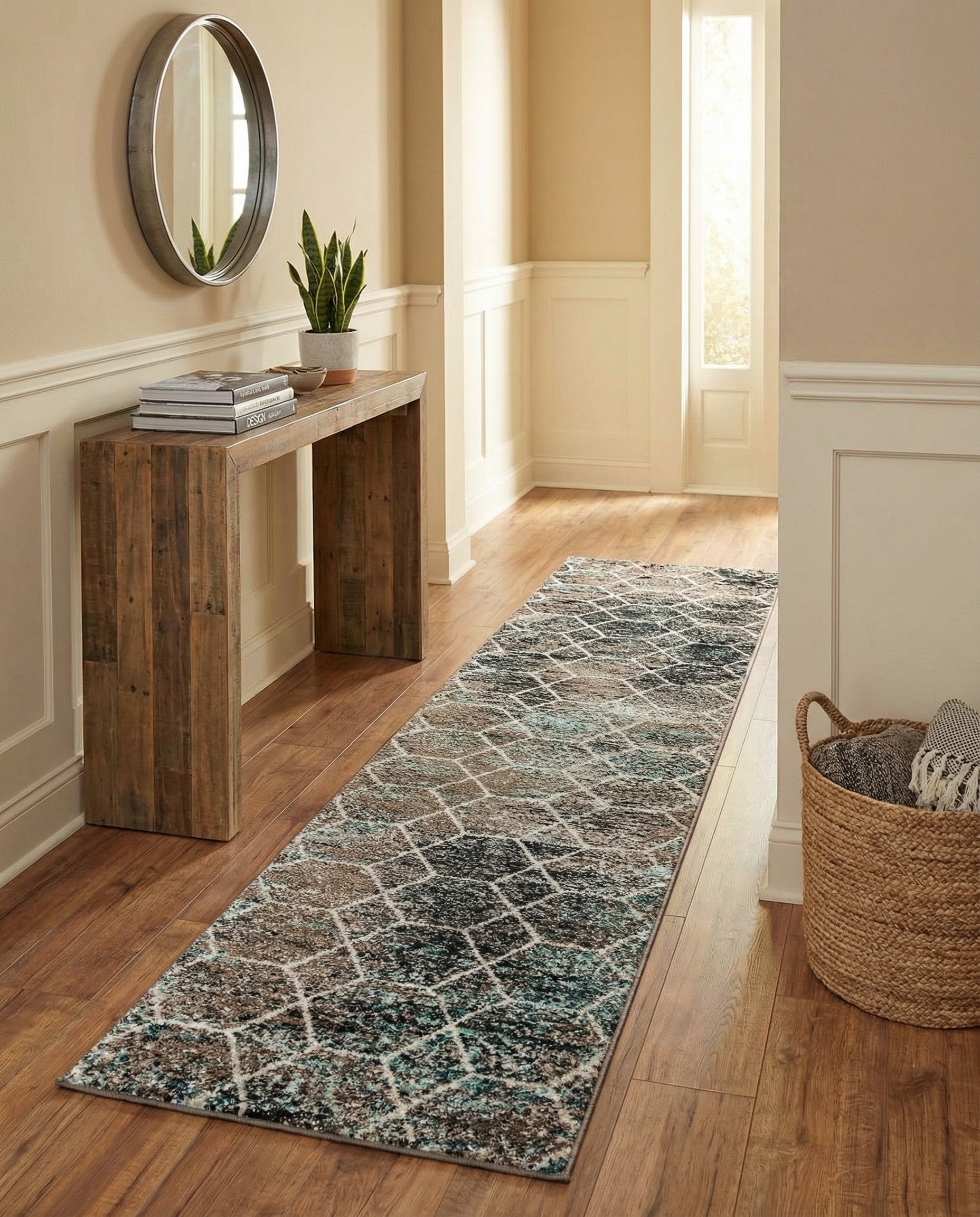  2' 7 x 12' Lattice Frieze Runner Rug