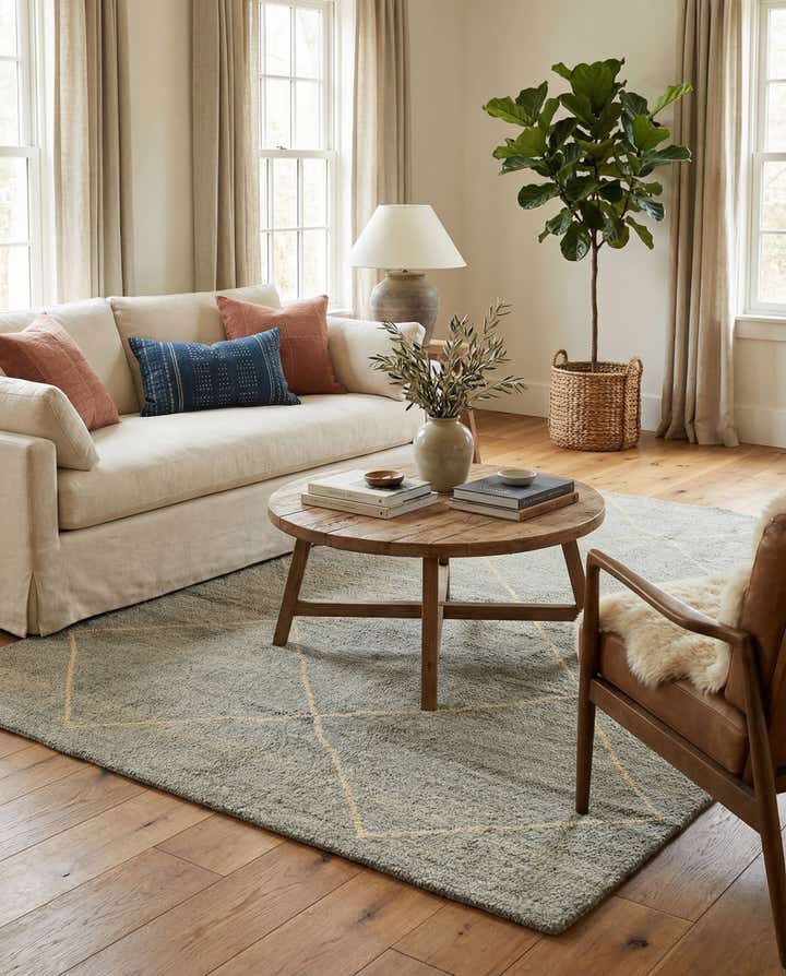 4' 6 x 6' 6 Hand Knotted Moroccan Wool Rug