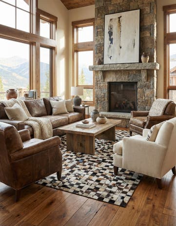 5' 1 x 8' Cowhide Leather Rug