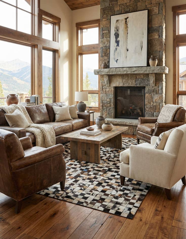 Detail image of  5' 1 x 8' Cowhide Leather Rug