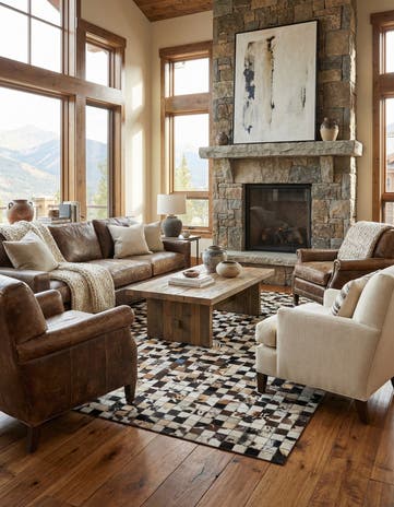 5' 1 x 8' Cowhide Leather Rug