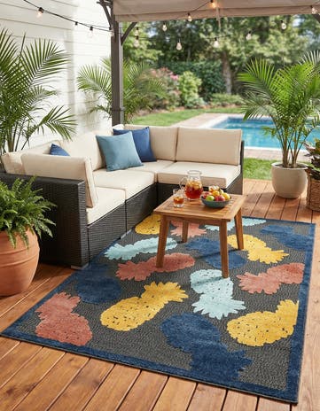 5' 3 x 8' Easy-Clean Belize Indoor / Outdoor Rug
