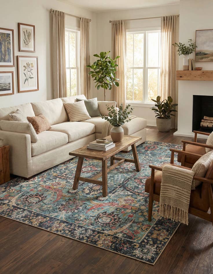 Detail image of 9' 5 x 13' 1 Washable Timeless Rug