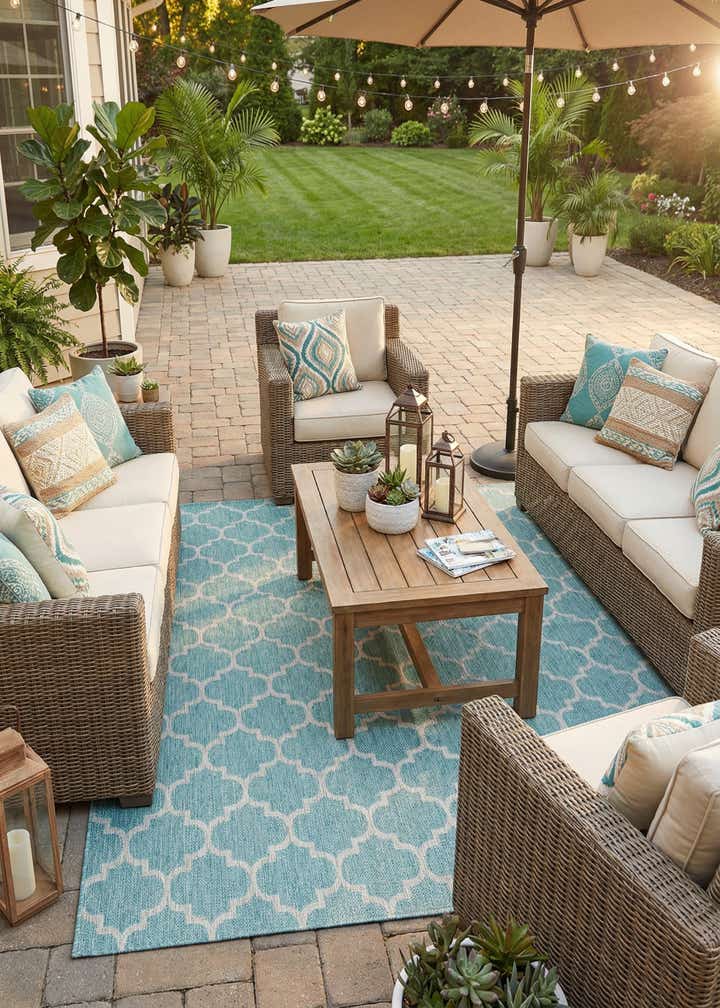 10' x 13' Easy-Clean Trellis Indoor / Outdoor Rug