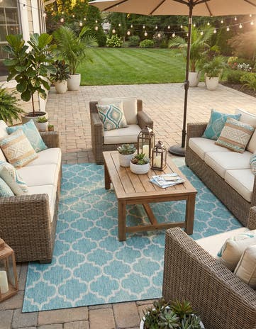 10' x 13' Easy-Clean Lattice Indoor / Outdoor Rug