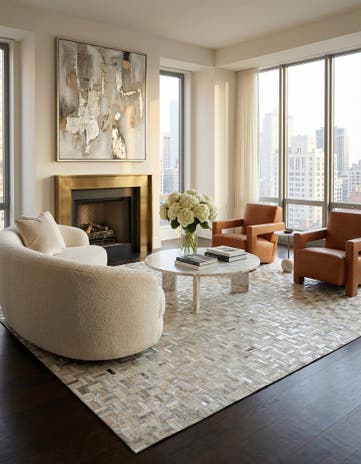 8' x 9' 10 Cowhide Leather Rug