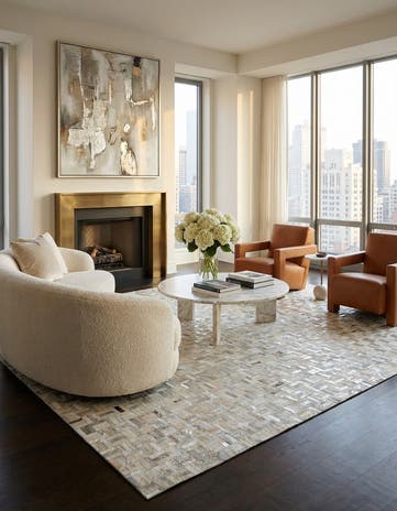 8' x 9' 10 Cowhide Leather Rug
