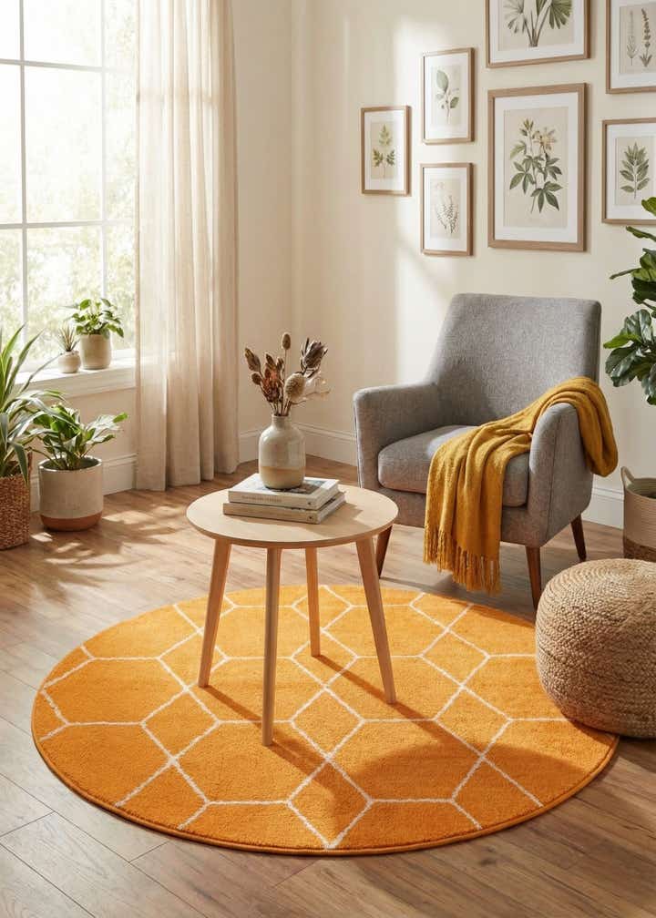 4' x 4' Lattice Frieze Round Rug