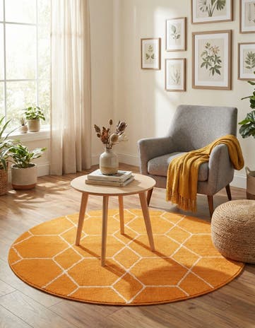 4' x 4' Lattice Frieze Round Rug