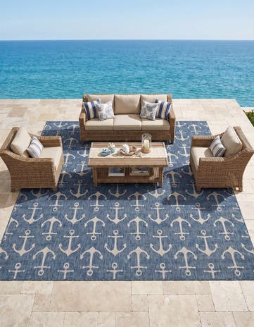 13' x 13' Easy-Clean Coastal Indoor / Outdoor Square Rug