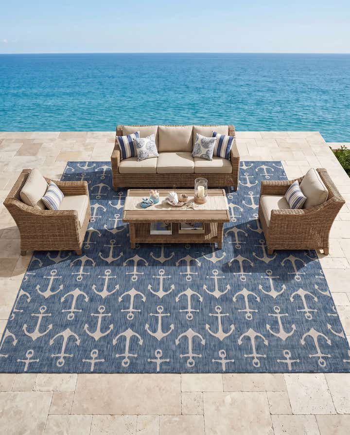 13' x 13' Easy-Clean Coastal Indoor / Outdoor Square Rug