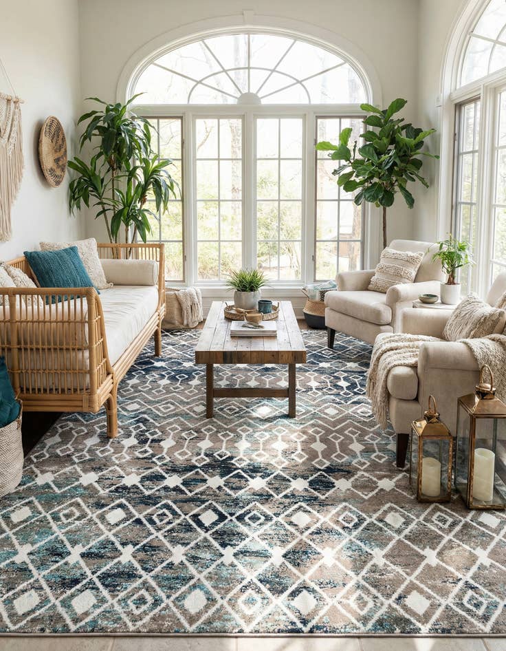 Detail image of 10' x 13' Moroccan Trellis Rug