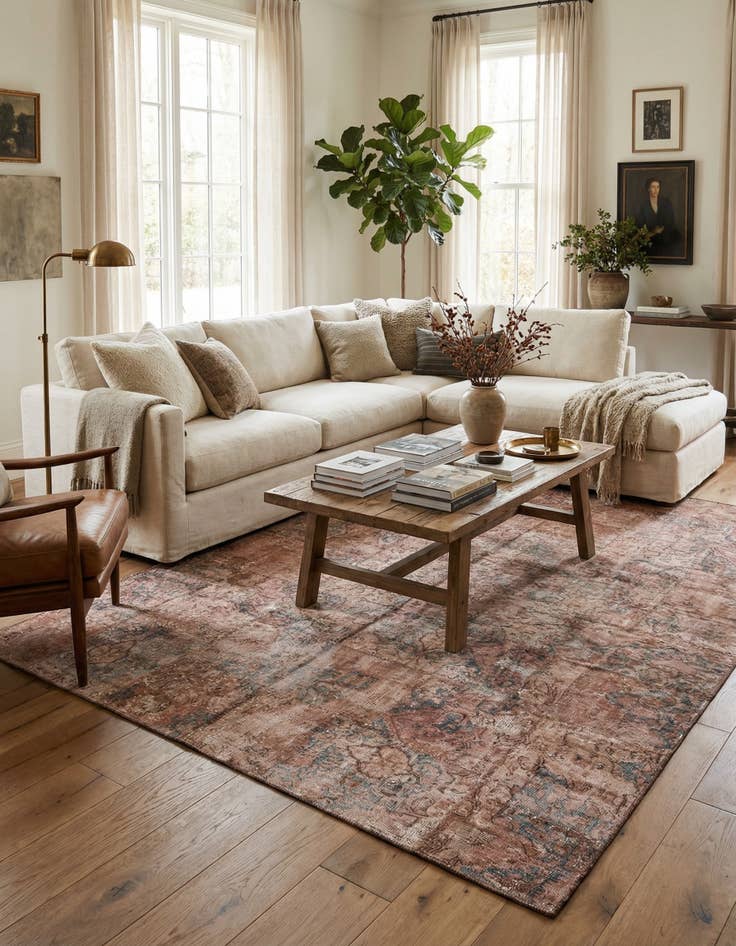 Detail image of 6' 9 x 9' 9  Hand Woven Ultra Vintage Wool Rug