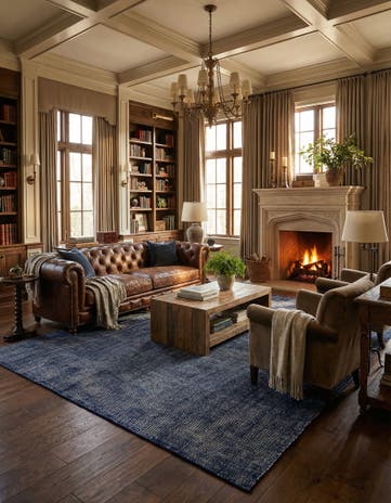 Blueberry Hand Woven Jill Zarin English Manor Farmhouse Wool Rug