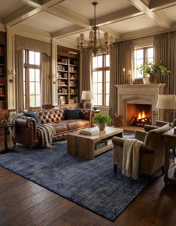 Blueberry Hand Woven Jill Zarin English Manor Farmhouse Wool Rug