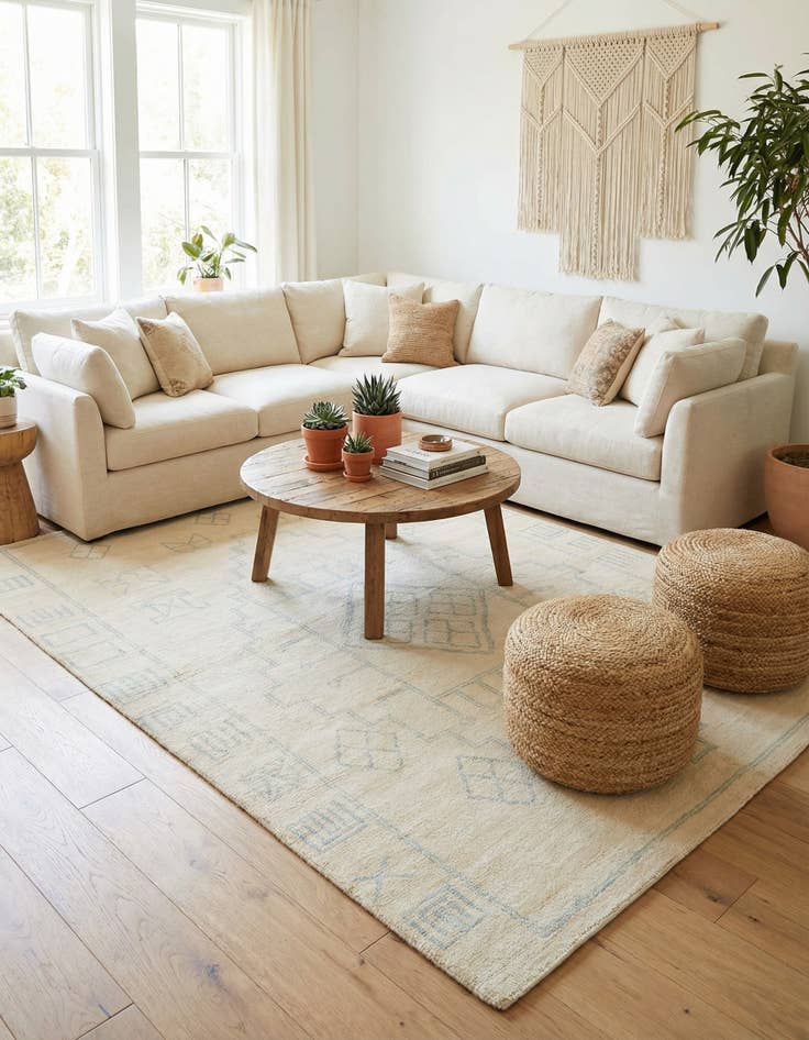 Detail image of 6' 7 x 9' 11  Hand Knotted Moroccan Wool Rug