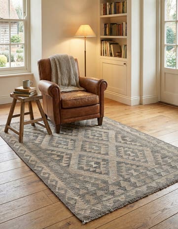 3' 6 x 4' 9 Hand Woven Kilim Maymana Wool Rug