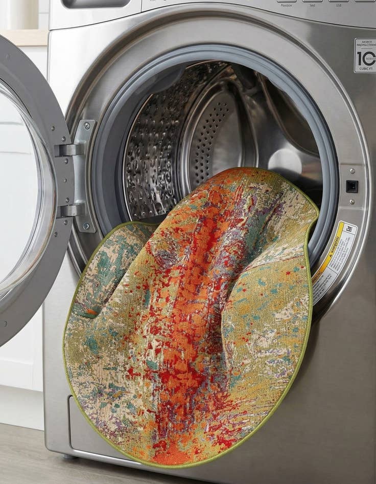 Detail image of 4' x 4'  Washable Modern Indoor / Outdoor Round Rug