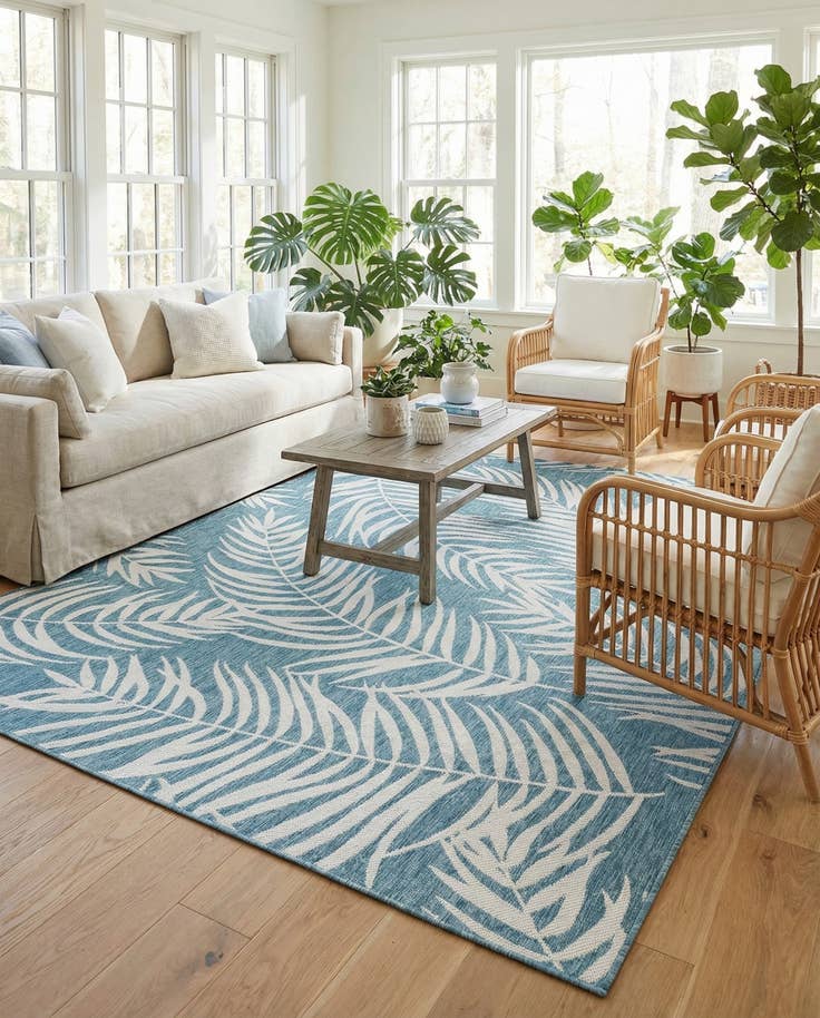 Detail image of 7' 10 x 11' Easy-Clean Botanical Indoor / Outdoor Rug