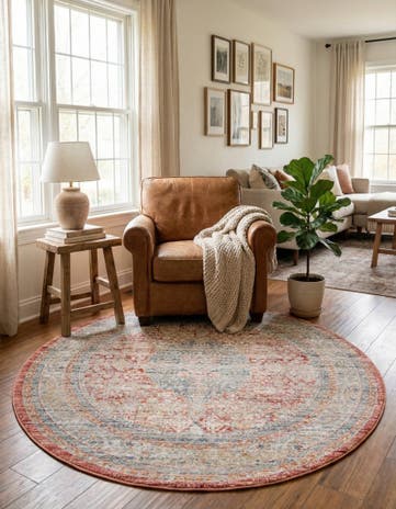 Red Noble Round Rug