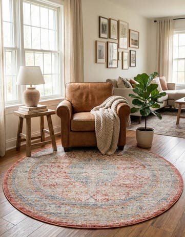 Red Noble Round Rug