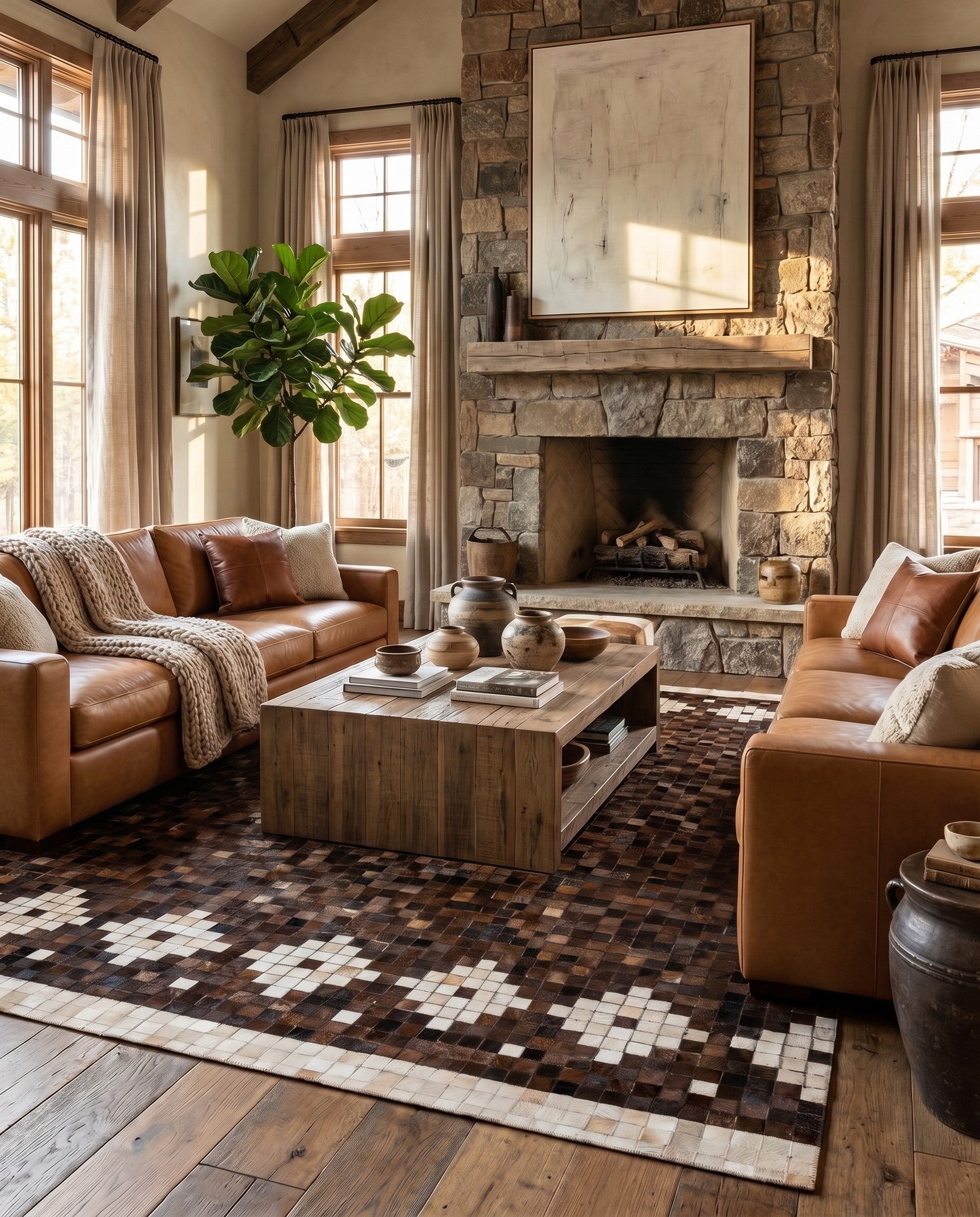 5' 1 x 8' Cowhide Stocks Rug