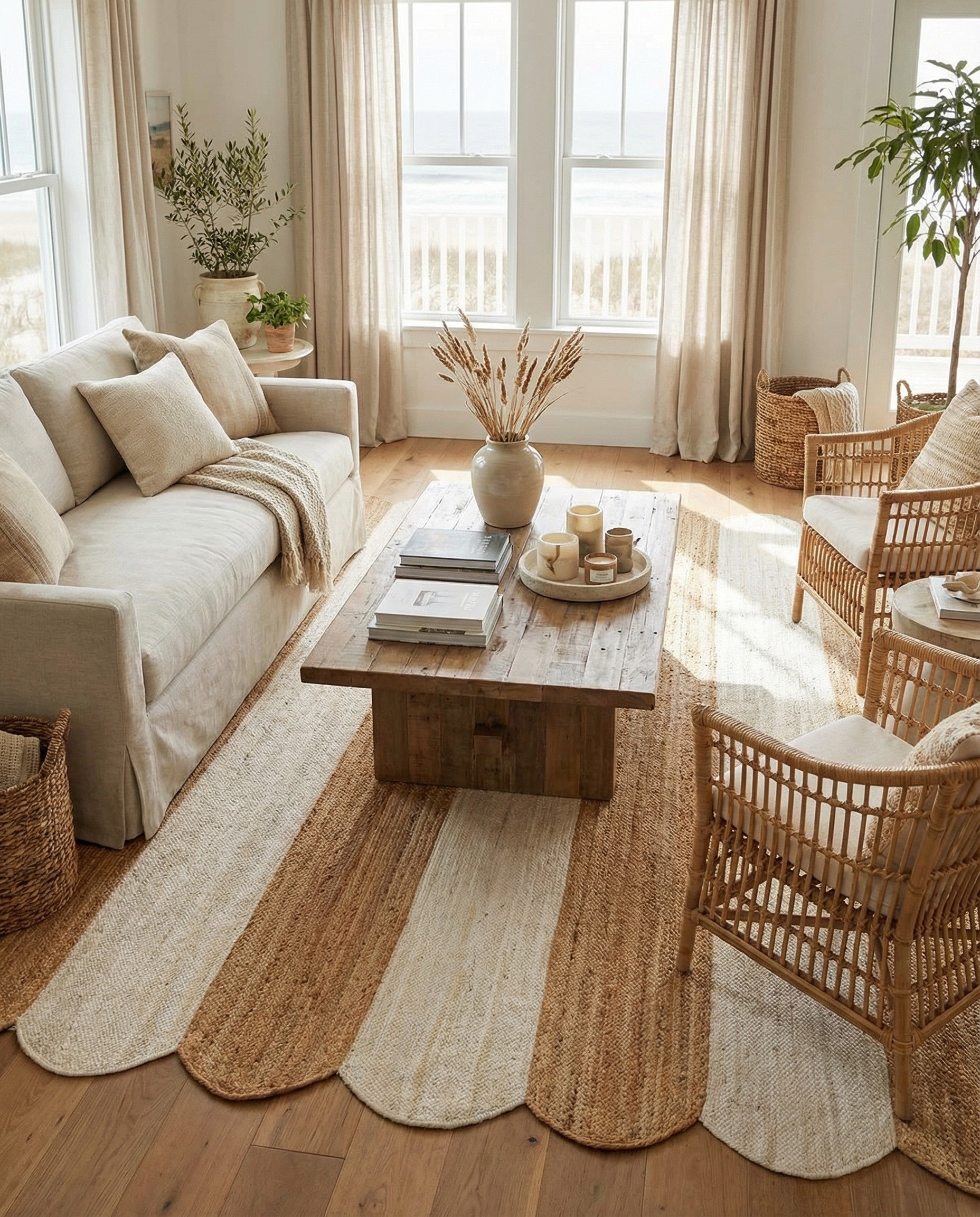  7' 10 x 10'  Hand Scallop Braided Jute Rug