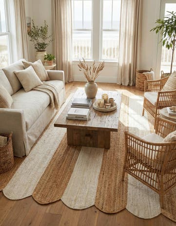 7' 10 x 10' Handmade Scallop Braided Jute Rug