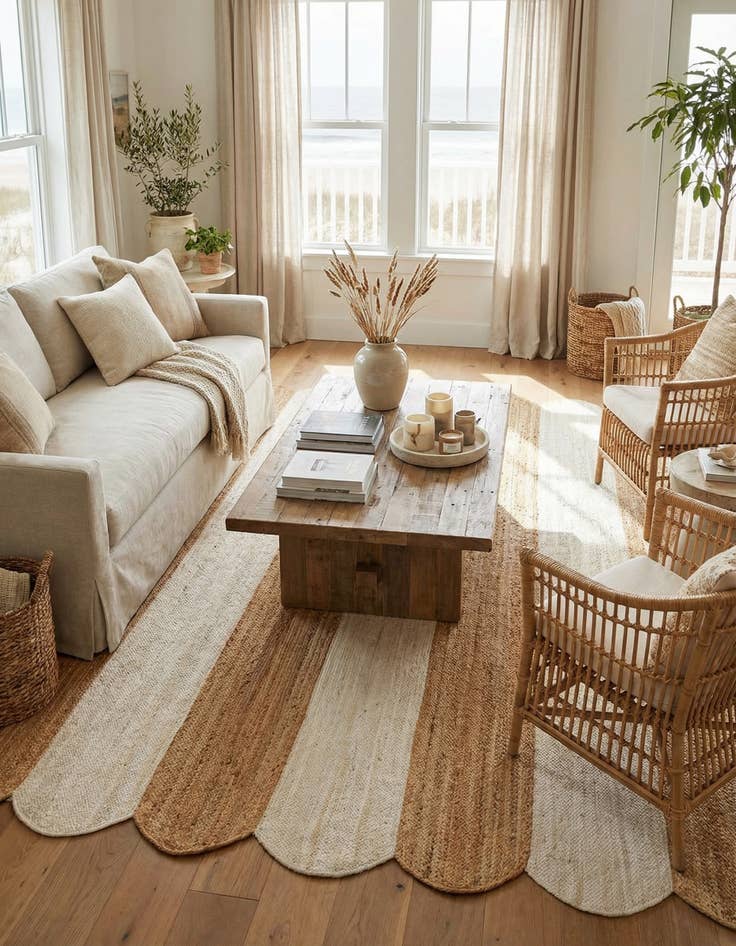 Detail image of 7' 10 x 10'  Hand Scallop Braided Jute Rug