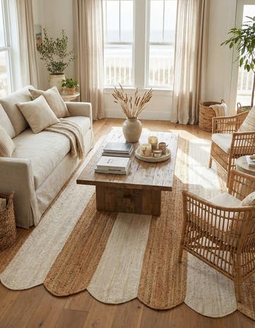 7' 10 x 10' Handmade Scallop Braided Jute Rug