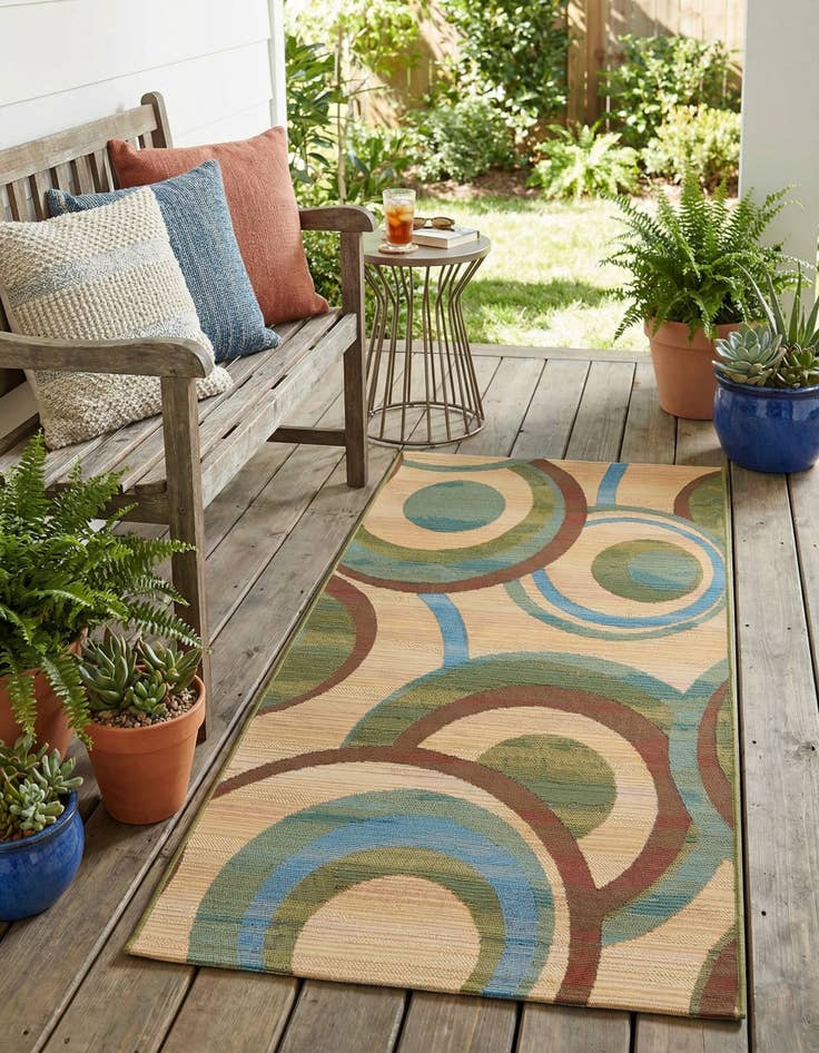 Detail image of 2' 7 x 5' 3  Washable Modern Indoor / Outdoor Runner Rug