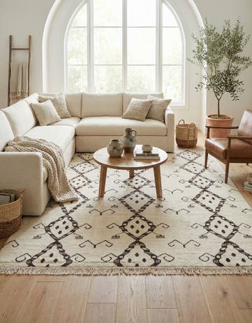 8' 3 x 9' 2 Hand Knotted Moroccan Wool Rug