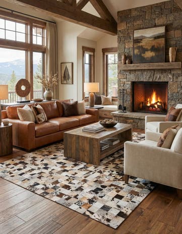8' x 9' 10 Cowhide Leather Rug