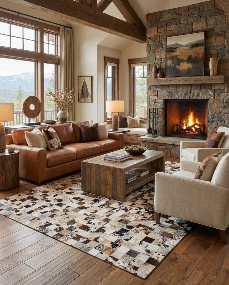 Detail image of 8' x 9' 10 Cowhide Leather Rug
