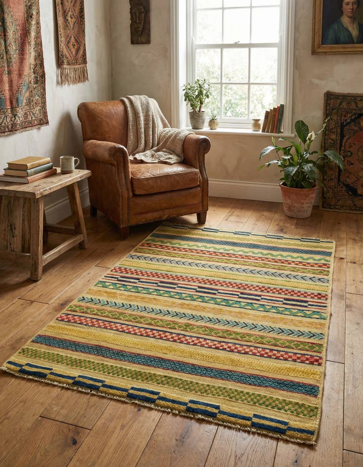 Detail image of 2' 8 x 4'  Hand Knotted Modern Ziegler Rug