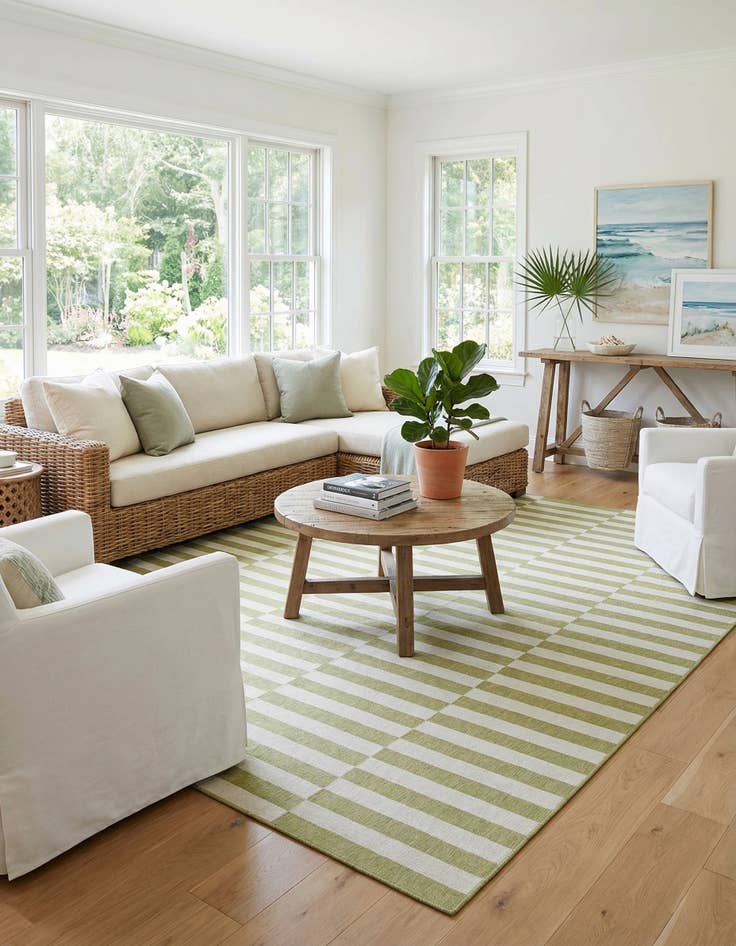 Detail image of 10' x 13'  Washable Striped Indoor / Outdoor Rug