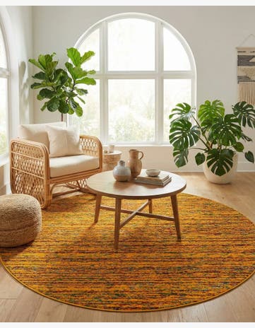 Yellow Calypso Round Rug