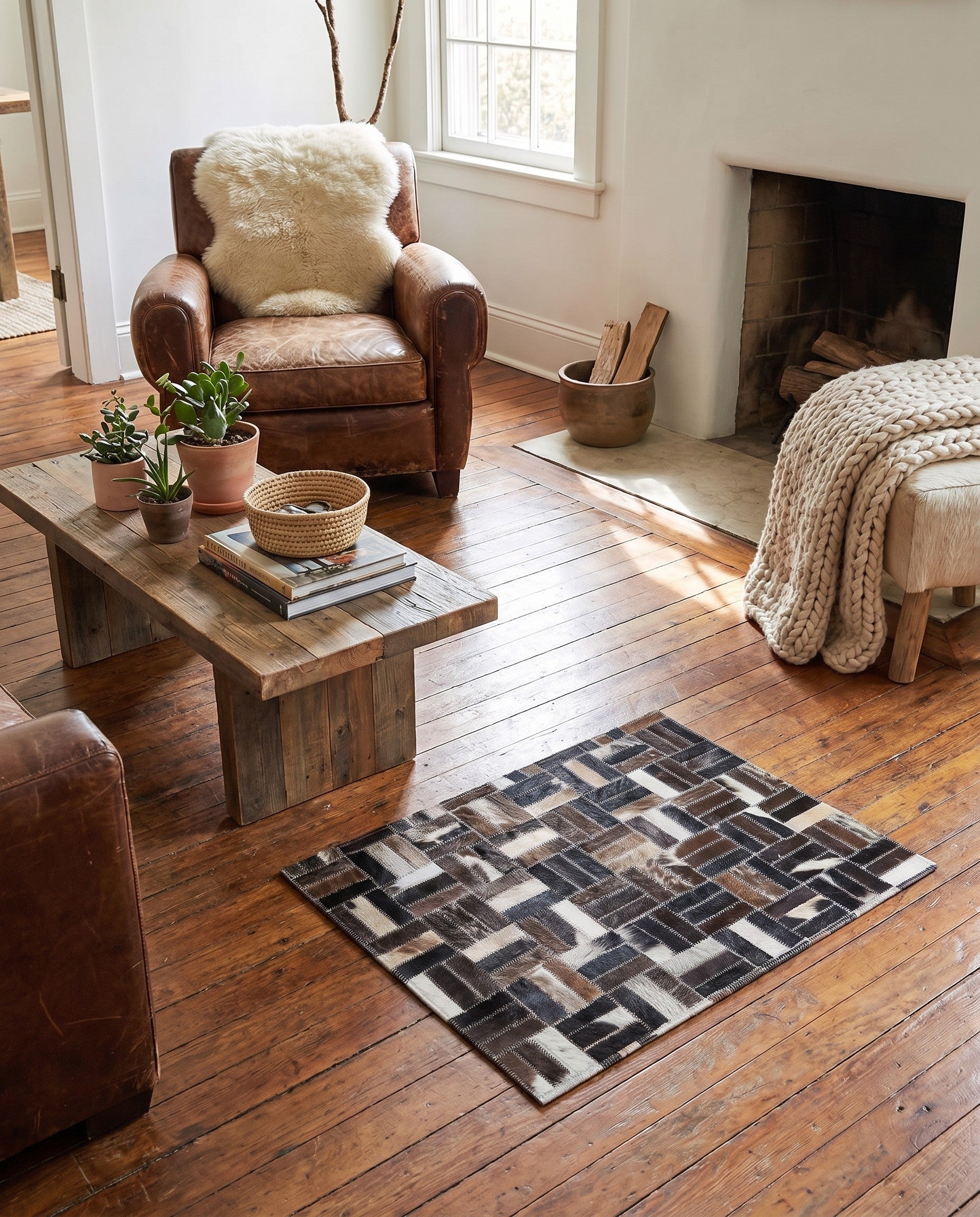 2' x 3' Cowhide Leather Rug