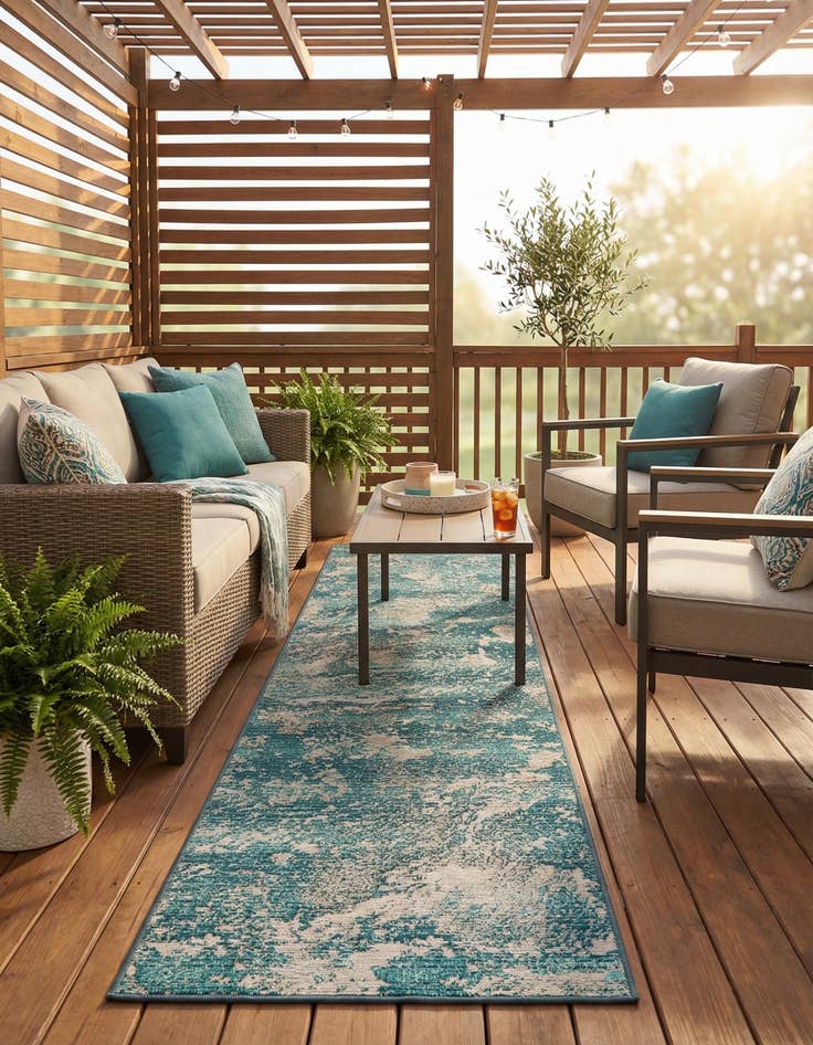 Detail image of 2' x 8'  Washable Modern Indoor / Outdoor Runner Rug