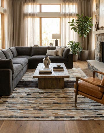 5' x 8' Cowhide Leather Rug