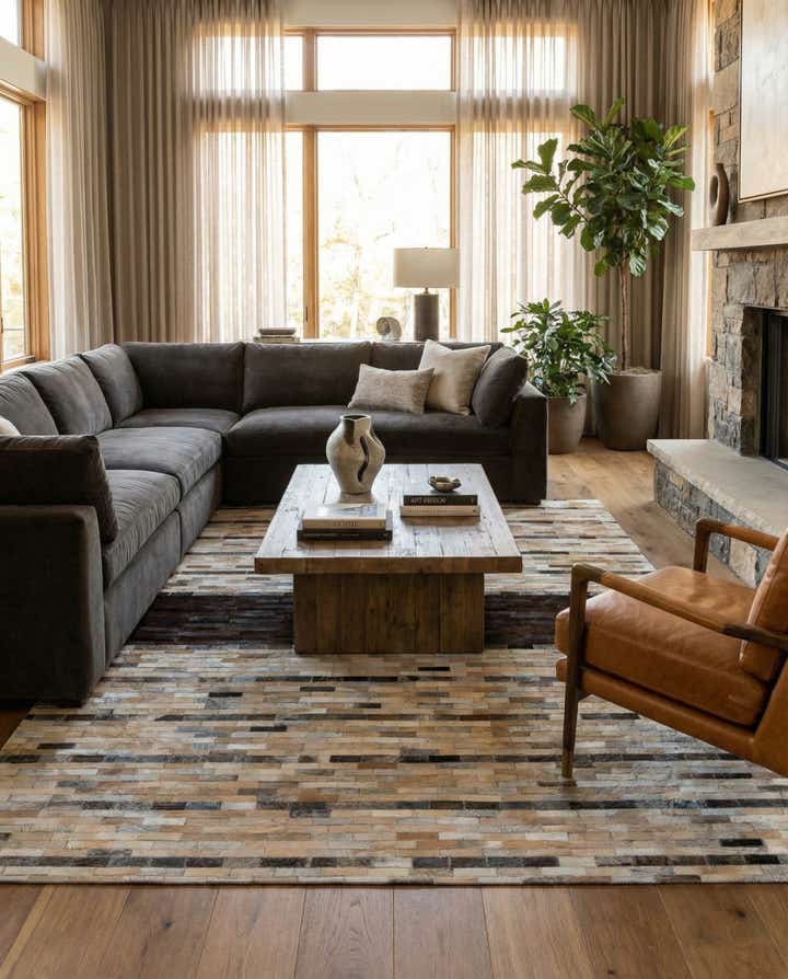 5' x 8' Cowhide Leather Rug