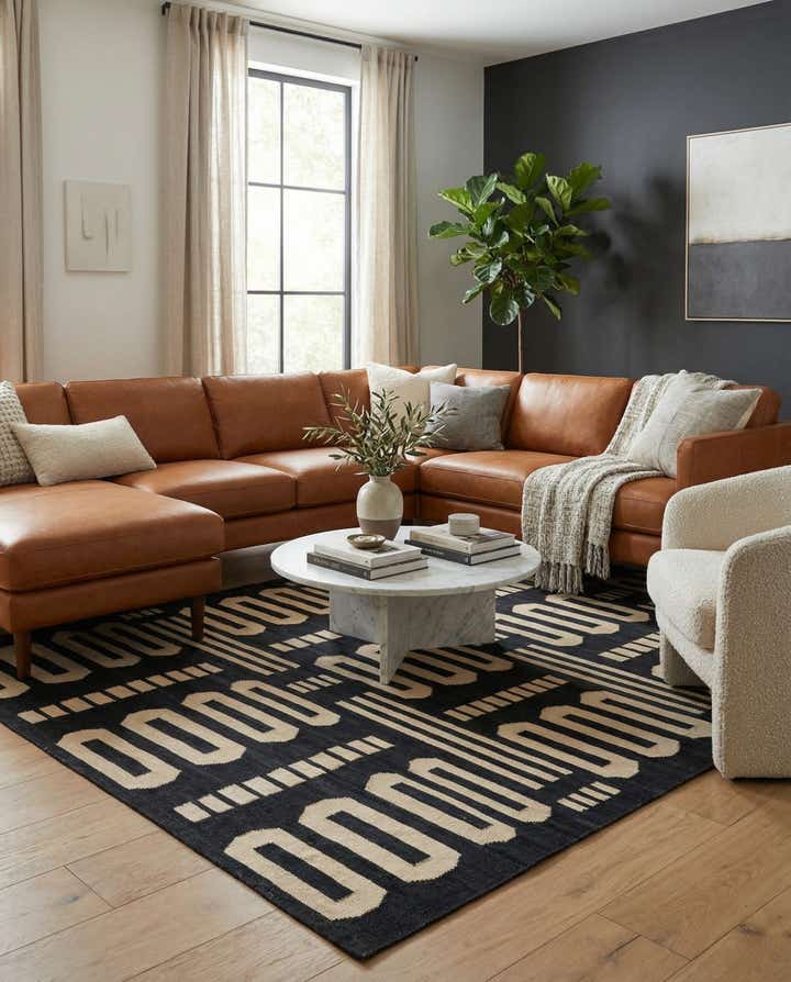 6' 6 x 9' 8 Hand Woven Kilim Modern Wool Rug