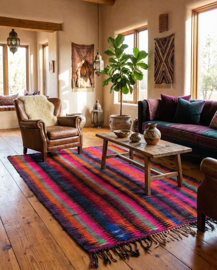 4' 4 x 8' 1 Hand Woven Kilim Fars Wool Rug
