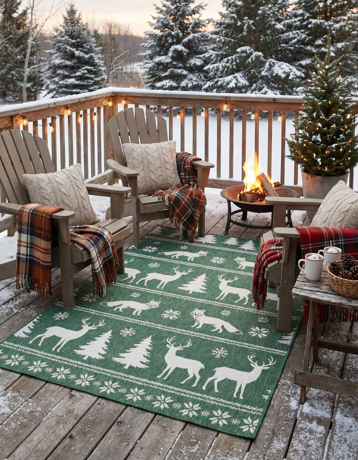 Detail image of 5' 3 x 7'  Washable Holiday Indoor / Outdoor Rug