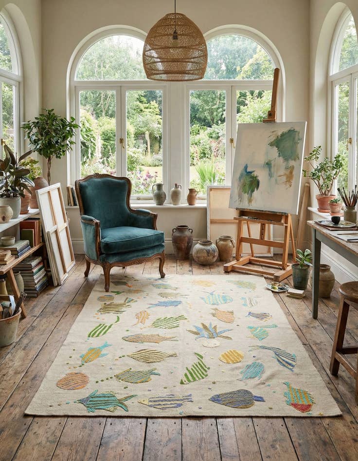 Detail image of 3' 11 x 5' 5  Hand Woven Kilim Suzani Wool Rug